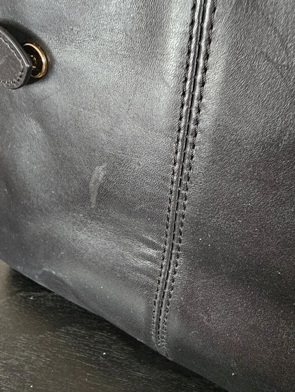 Vince Camuto Eli Satchel Black Leather Top Handle HandBag Purse